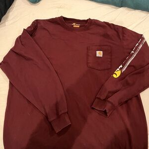 Carhartt Men’s Long Sleeve Maroon Workwear Long Sleeve Shirt XL